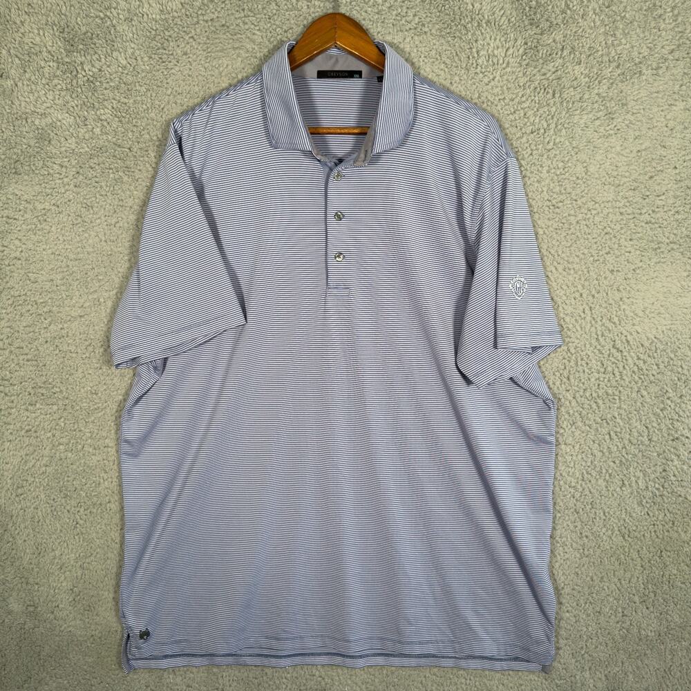 Greyson Polo Shirt Mens XXL Blue Performance Golf Preppy Wolf Saranac